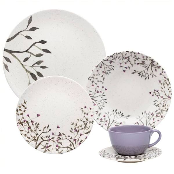 Aparelho de Jantar 20 Peças em Cerâmica com Estampa Unni Lilac Oxford — Oxford