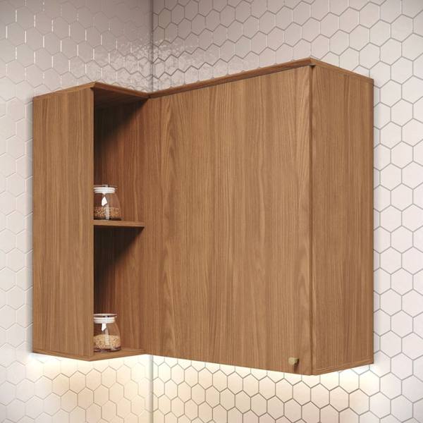 Armário Aéreo de Canto 1 Porta 2 Nichos MDP MDF Requinte Henn — Henn