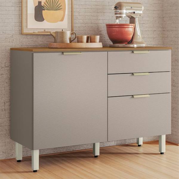 Balcão com Tampo 2 Portas 2 Gavetas 120cm MDP Alba Demóbile — Demobile