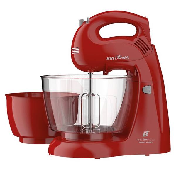 Batedeira Portátil Britânia Pérola Cristal Duo Turbo 500W 2 Tigelas — Britânia