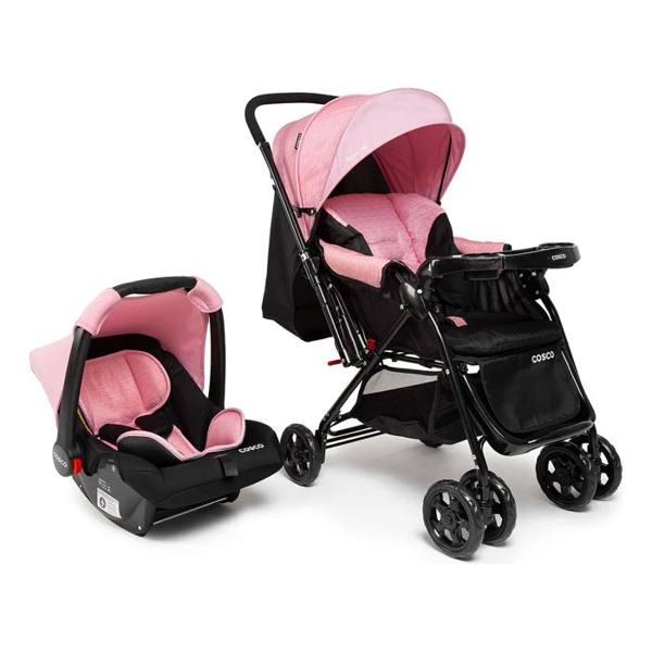 Carrinho de bebe Travel System Cosco Kids, Reverse, 0 a 15kg, Rosa Rajado — Sem marca
