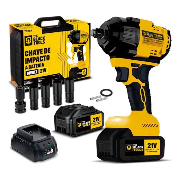 Chave De Impacto A Bateria 21v Furadeira Parafusadeira 650nm Com Acessorios E Maleta The Black Tools — The Black Tools
