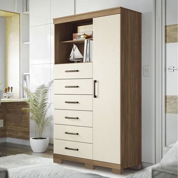 Cômoda Multiuso 1 Porta 6 Gavetas Com Nicho Marabá Santos Andirá — Santos Andira