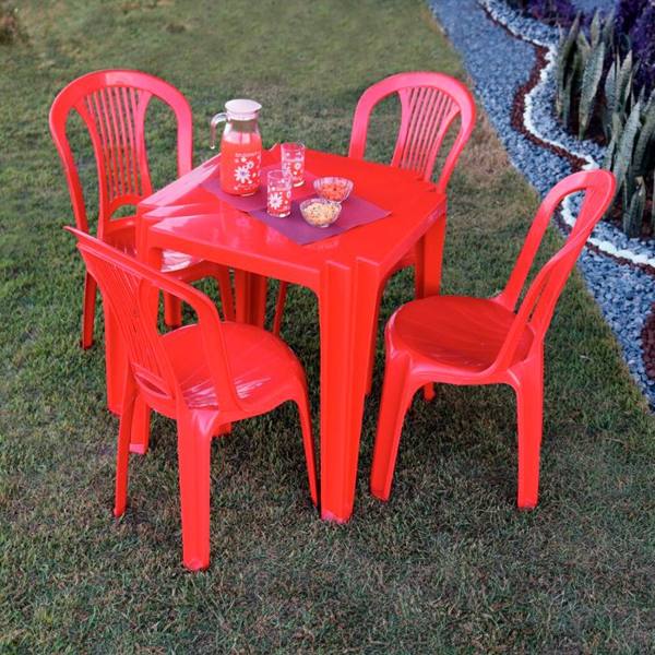 Conjunto de Mesa + 4 Cadeiras Plástico Tramontina — Tramontina