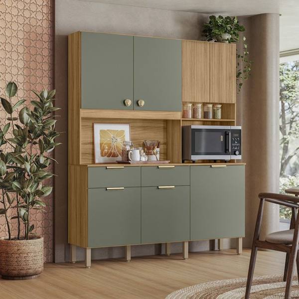 Cozinha Compacta 7 Portas 2 Gavetas em MDP Tropical Nicioli — Nicioli