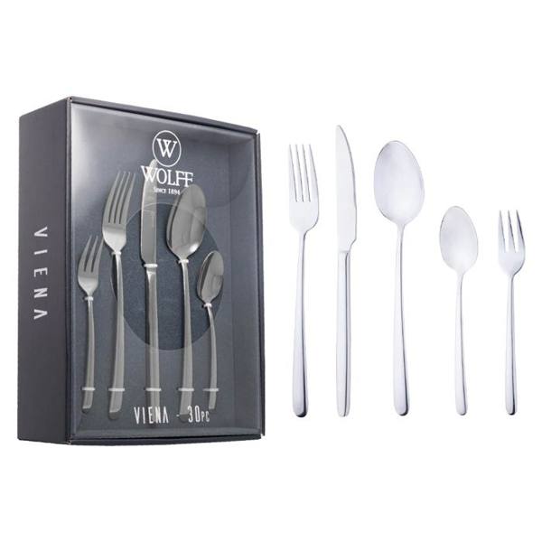 Faqueiro 30 Peças Wolff Inox Viena — foto do produto em fundo branco