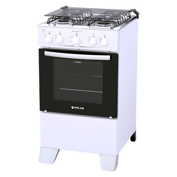 Fogão Atlas 4 Bocas Mônaco Plus Automático Mesa de Inox Forno 50L — Atlas