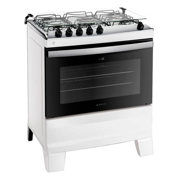 Fogão Atlas Agile Up 5 Bocas Automático Mesa de Inox Tripla Chama Forno 86,5L — Atlas