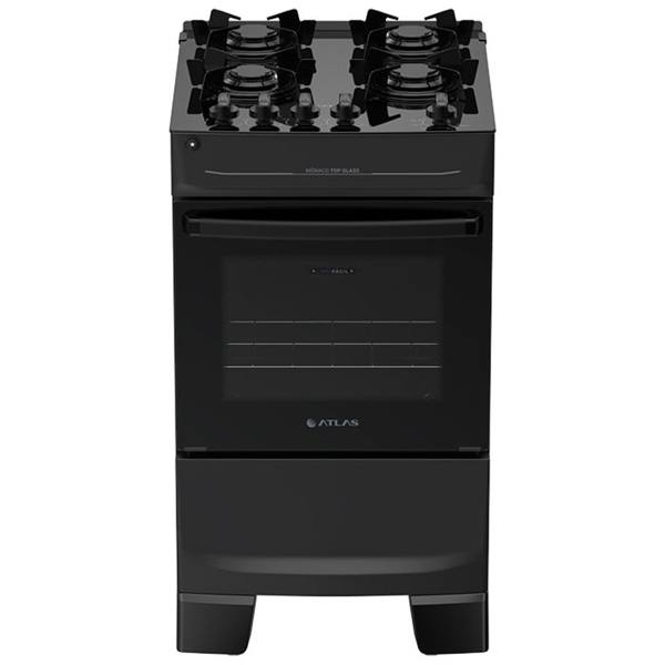 Fogão Atlas Mônaco Top Glass 4 Bocas Automático Mesa de Vidro Forno — Atlas