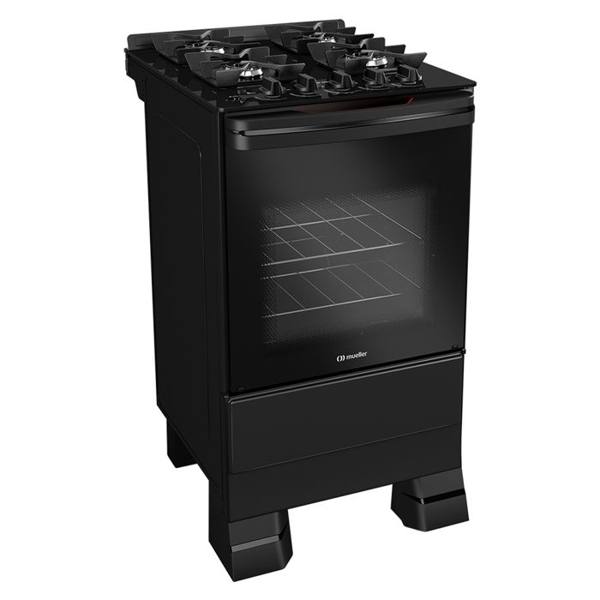 Fogão Mueller MFV4BF 4 Bocas Automático Mesa de Vidro Forno Total Clean — Mueller