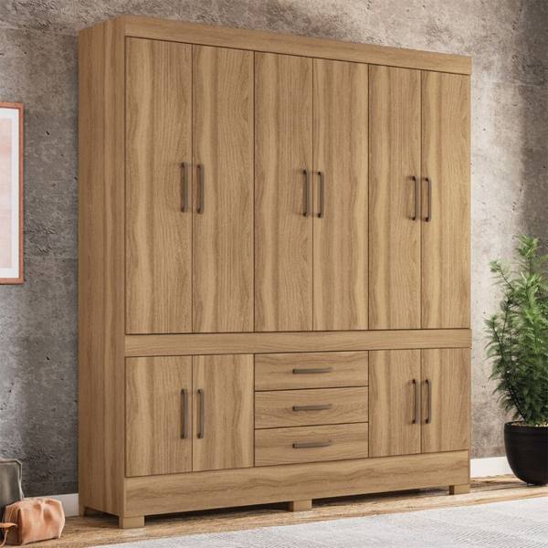 Guarda-Roupa Casal 10 Portas Bater 3 Gavetas New Murano Demóbile Roupeiro — Demobile