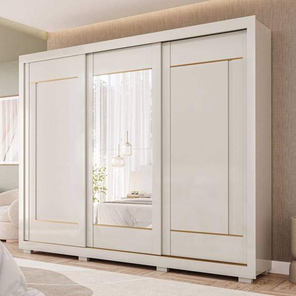 Guarda-Roupa Casal 3 Portas Correr 6 Gavetas Valentina Panan — Panan