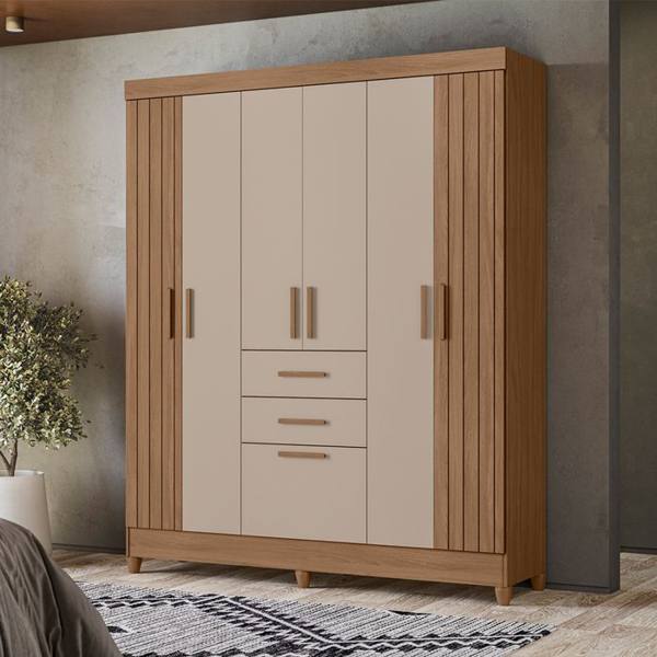 Guarda-Roupa Casal 7 Portas Bater 2 Gavetas Malta Moval Roupeiro — Moval