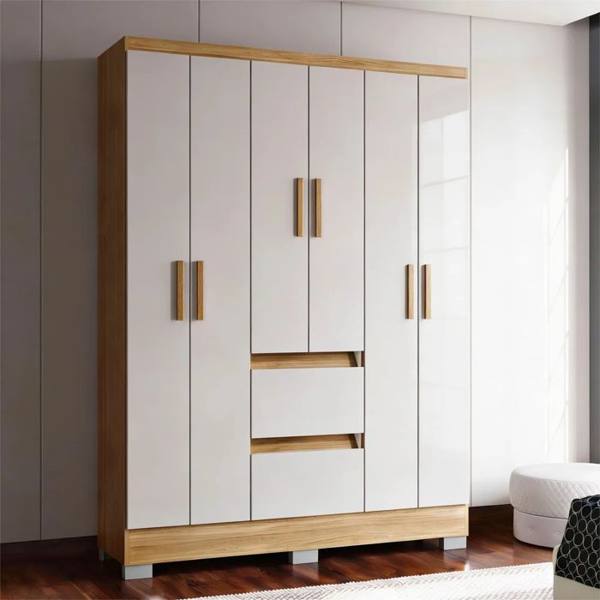 Guarda Roupa Napoles 6 Portas 2 Gavetas Poquema Cor Castanho — Poquema