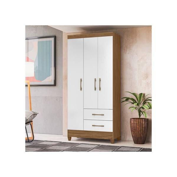Guarda-Roupa Solteiro 3 Portas Bater 2 Gavetas Lima Moval Roupeiro — Moval