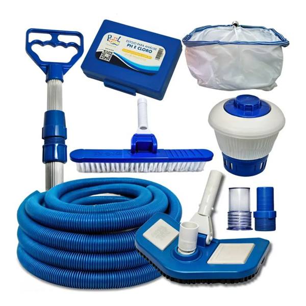 Kit Limpeza Piscina Acessórios Aspirador Clorador Completo — Sem marca