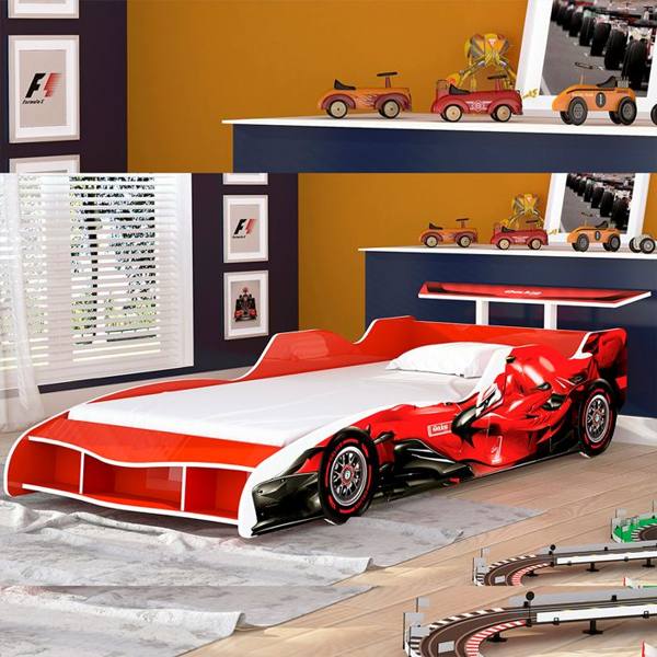 Mini-cama Montessoriana Infantil em Formato de Carro F1 Gelius — Gelius