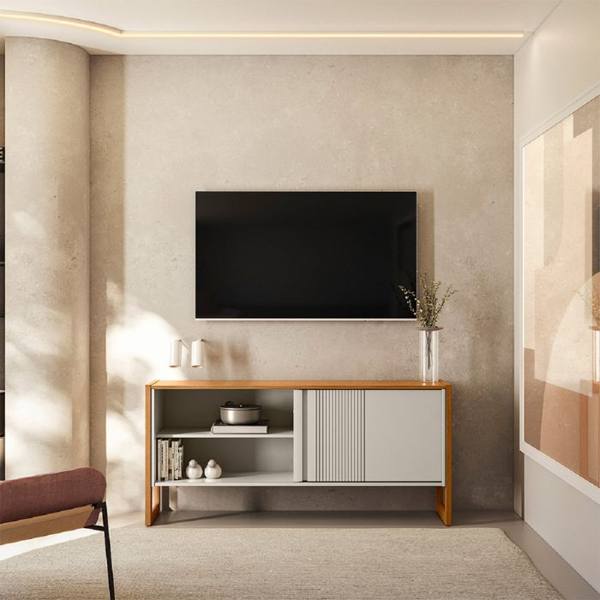 Rack para TV até 55" 1 Porta de Correr Gold Linea Brasil — Linea Brasil