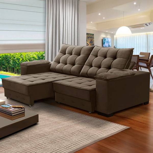 Sofá Retrátil e Reclinável 230cm Toronto Jandaia — Sem marca