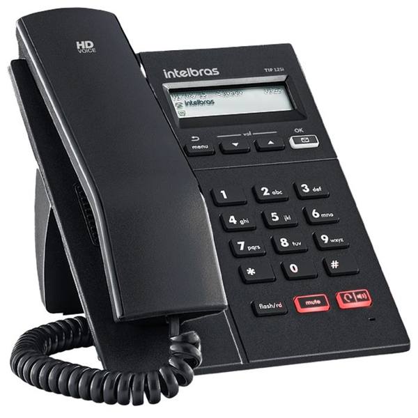 Telefone Intelbras IP TIP125i com Fio — foto do produto em fundo branco